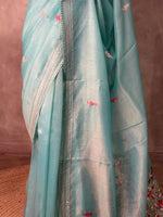 Blue Tissue Organza Silk saree silk saree- PBR2