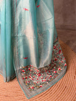 Blue Tissue Organza Silk saree silk saree- PBR2