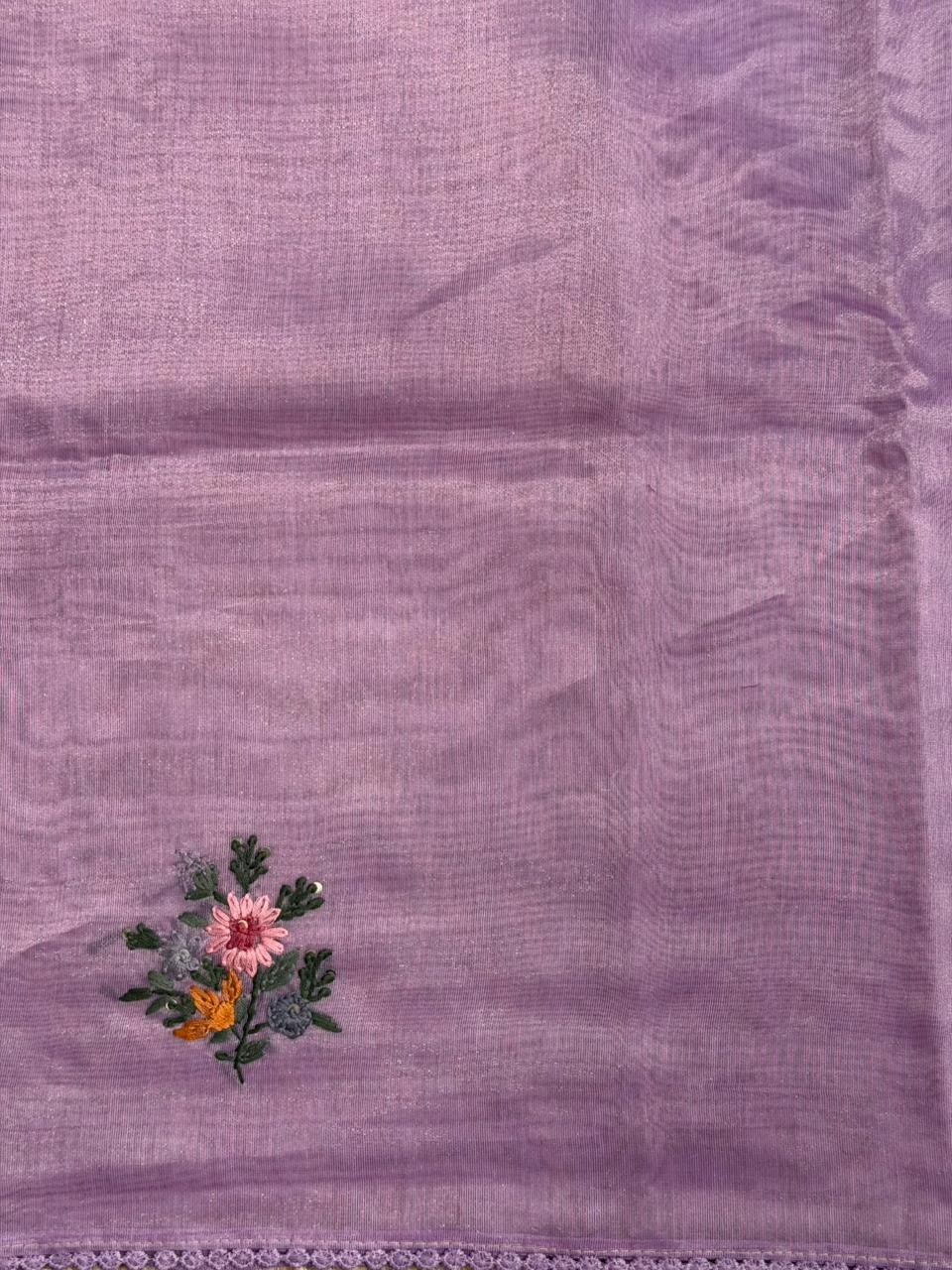 Lavender Tissue Organza Silk saree- PBR2C