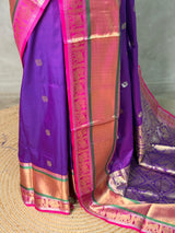 Bluish violet and Magent silk saree -BSP27