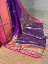Bluish violet and Magent silk saree -BSP27