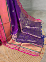 Bluish violet and Magent silk saree -BSP27