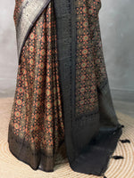 Black Banarasi Soft Silk saree- PBR4A