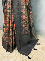 Black Banarasi Soft Silk saree- PBR4A