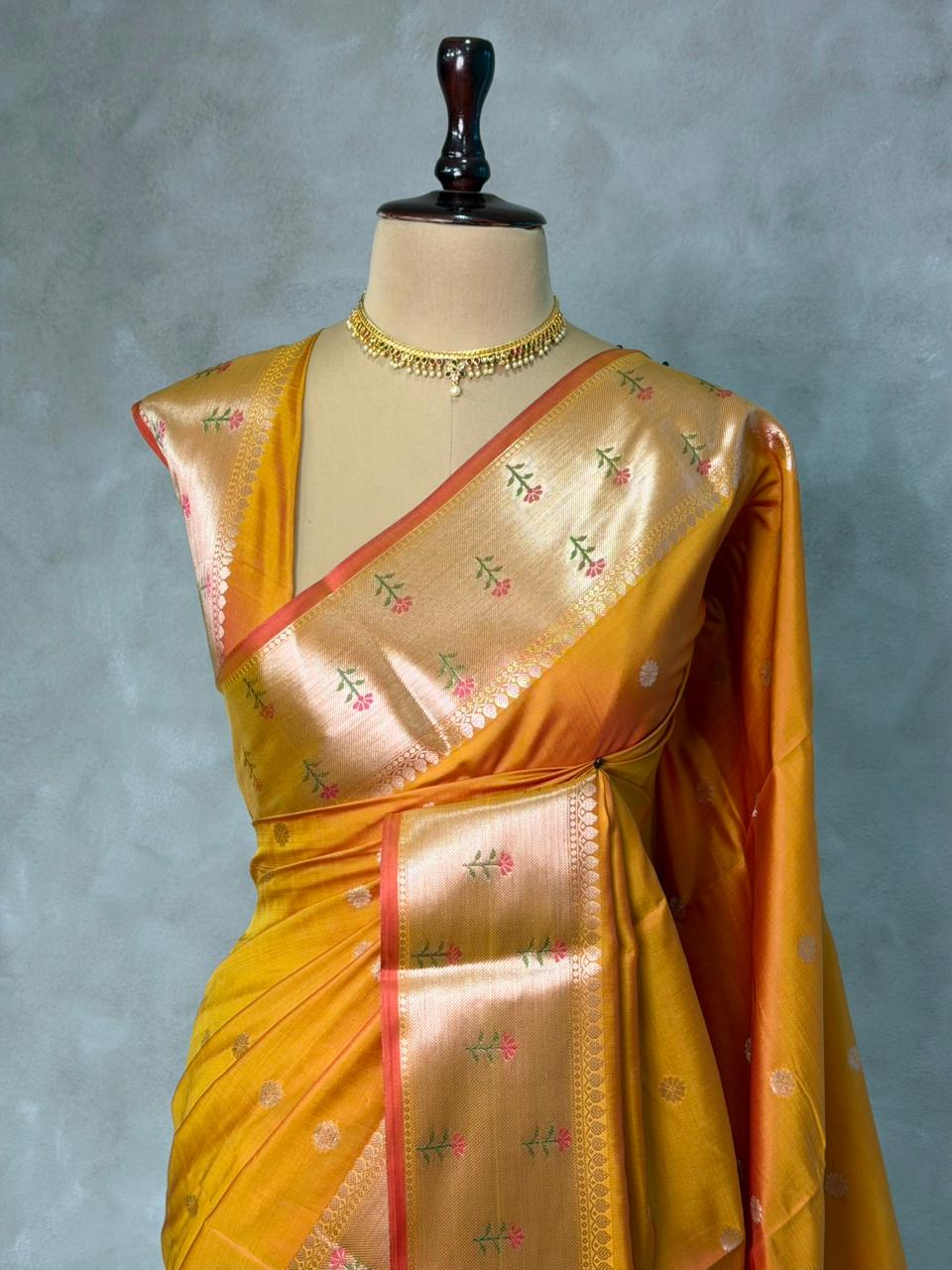 Mustard Yellow Banarasi silk saree -PIH61