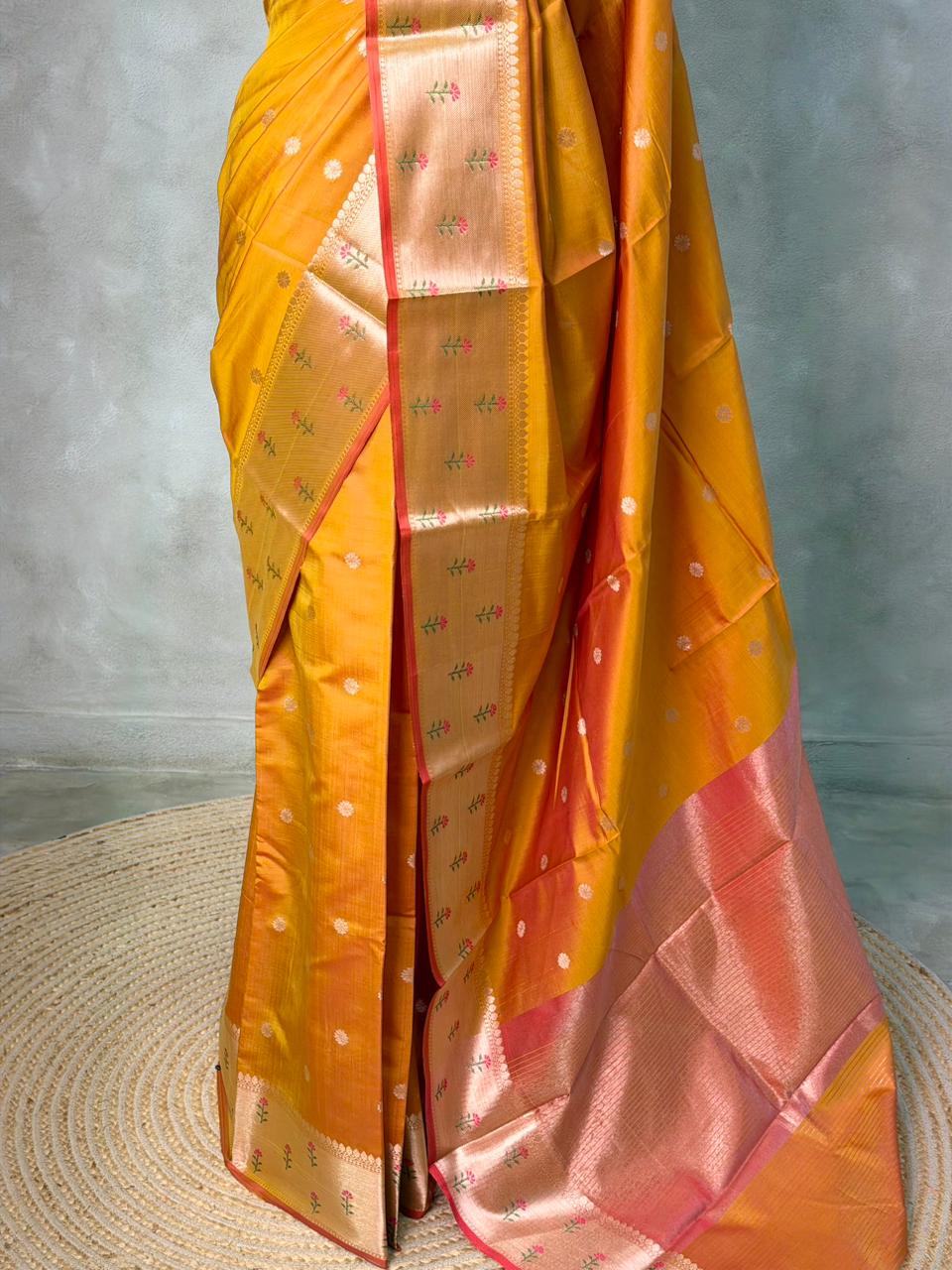 Mustard Yellow Banarasi silk saree -PIH61