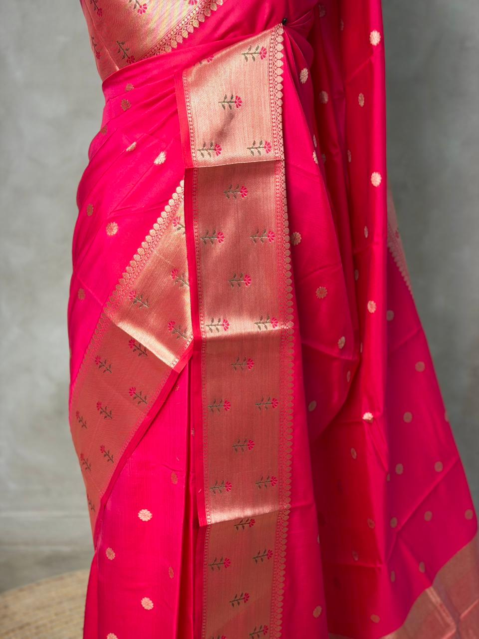 Rani Pink Banarasi silk saree -PIH61A