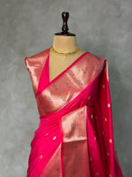 Rani Pink Banarasi silk saree -PIH61A