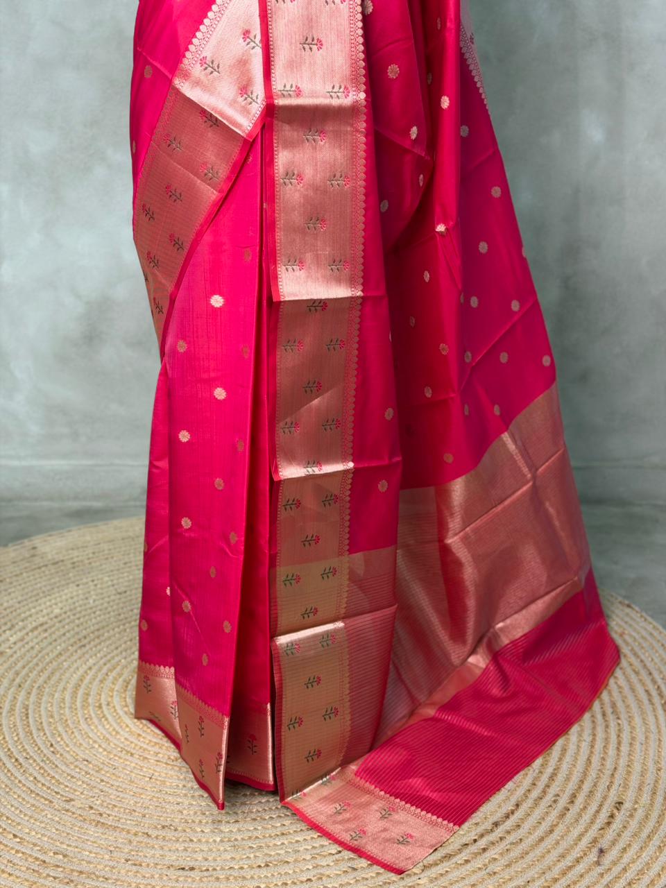Rani Pink Banarasi silk saree -PIH61A