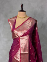 Dark Wine Banarasi silk saree -PIH61B