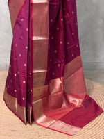 Dark Wine Banarasi silk saree -PIH61B