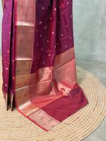 Dark Wine Banarasi silk saree -PIH61B