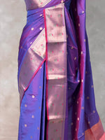 Bluish Violet Banarasi silk saree -PIH61C