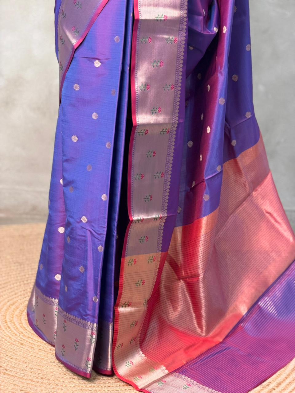 Bluish Violet Banarasi silk saree -PIH61C