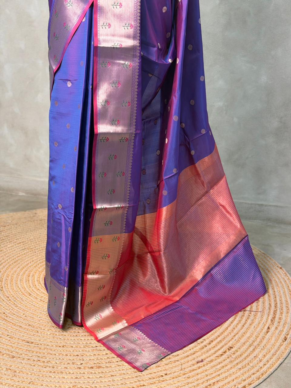 Bluish Violet Banarasi silk saree -PIH61C