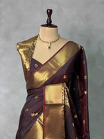 Brown Banarasi silk saree -PIH65