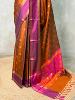 Rust Orange and Purple Banarasi silk saree -PIH67