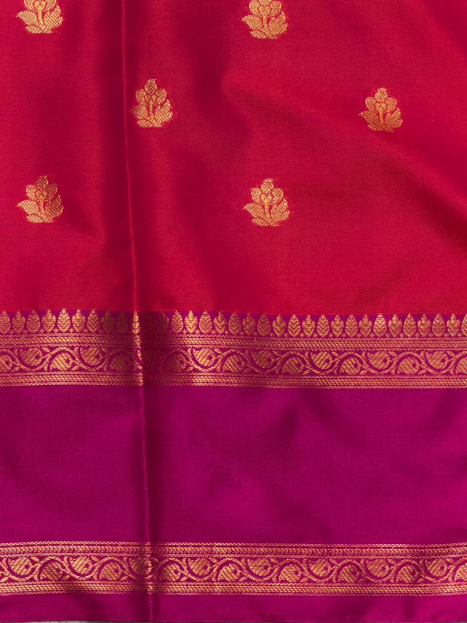 Rust Orange and Purple Banarasi silk saree -PIH67