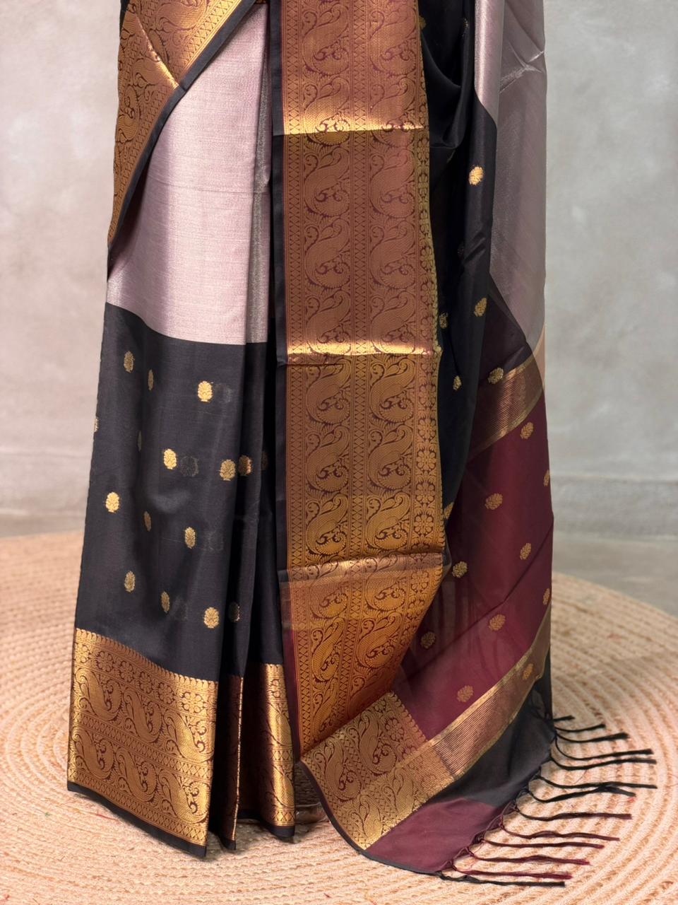 Tri colour Banarasi silk saree -PIH63