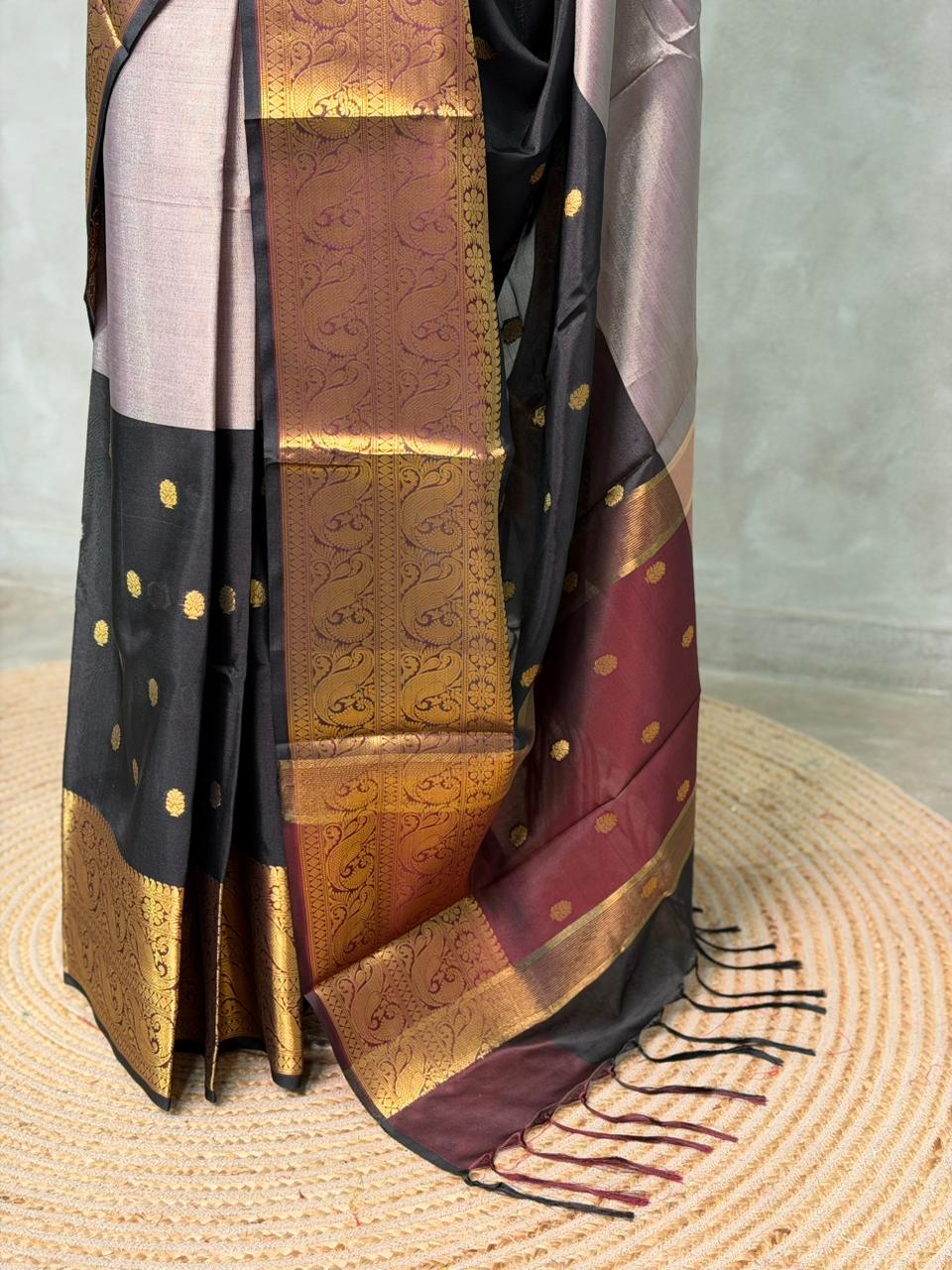 Tri colour Banarasi silk saree -PIH63