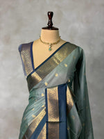 Greyish blue Banarasi silk saree -LZ10