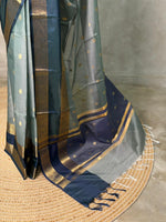 Greyish blue Banarasi silk saree -LZ10
