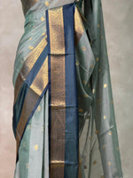 Greyish blue Banarasi silk saree -LZ10