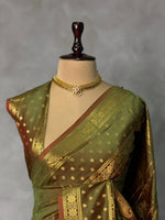 Olive Green Banarasi silk saree -PIH60