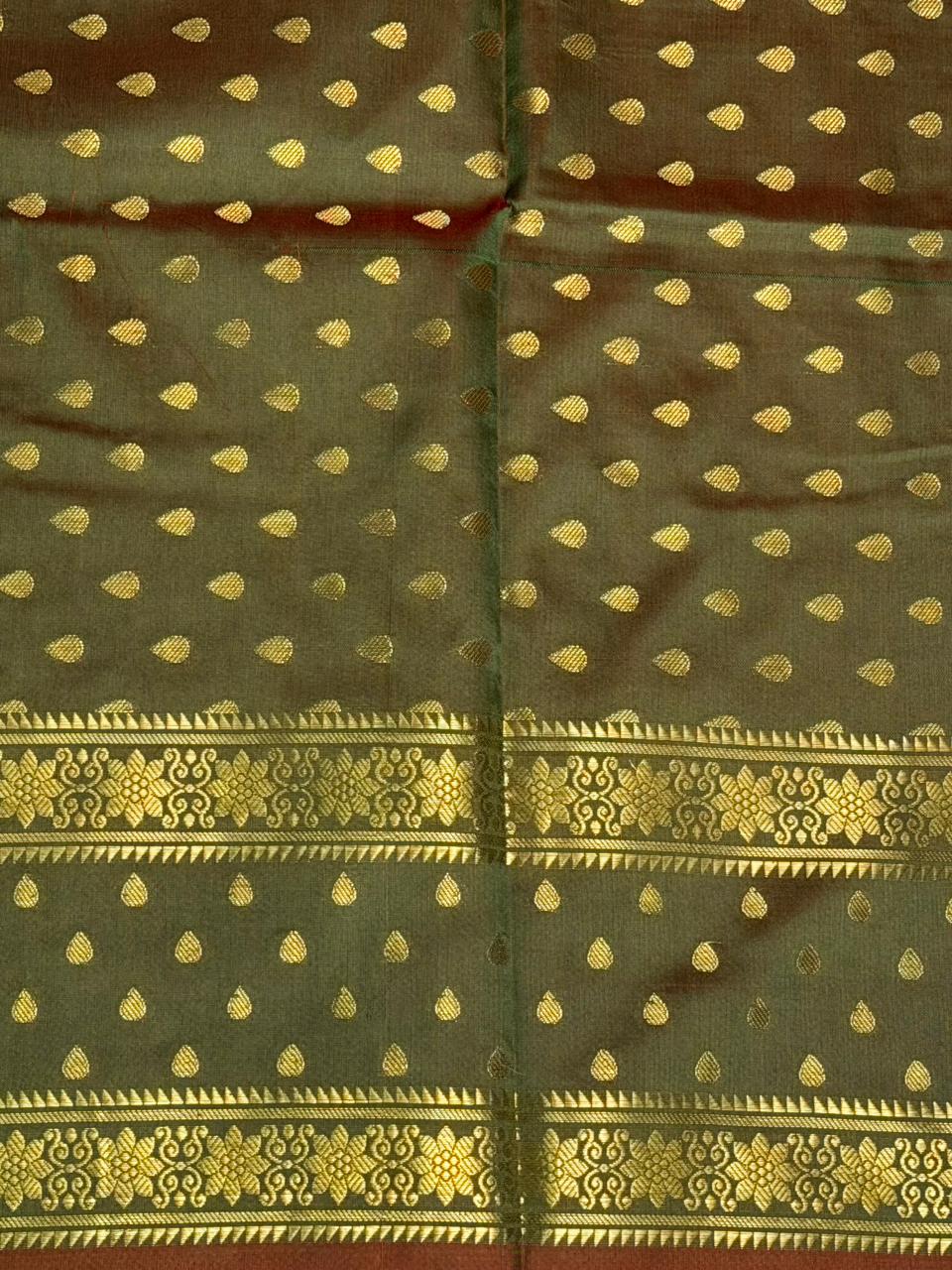 Olive Green Banarasi silk saree -PIH60