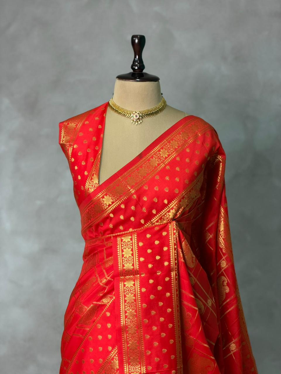 Red Banarasi silk saree -PIH60A