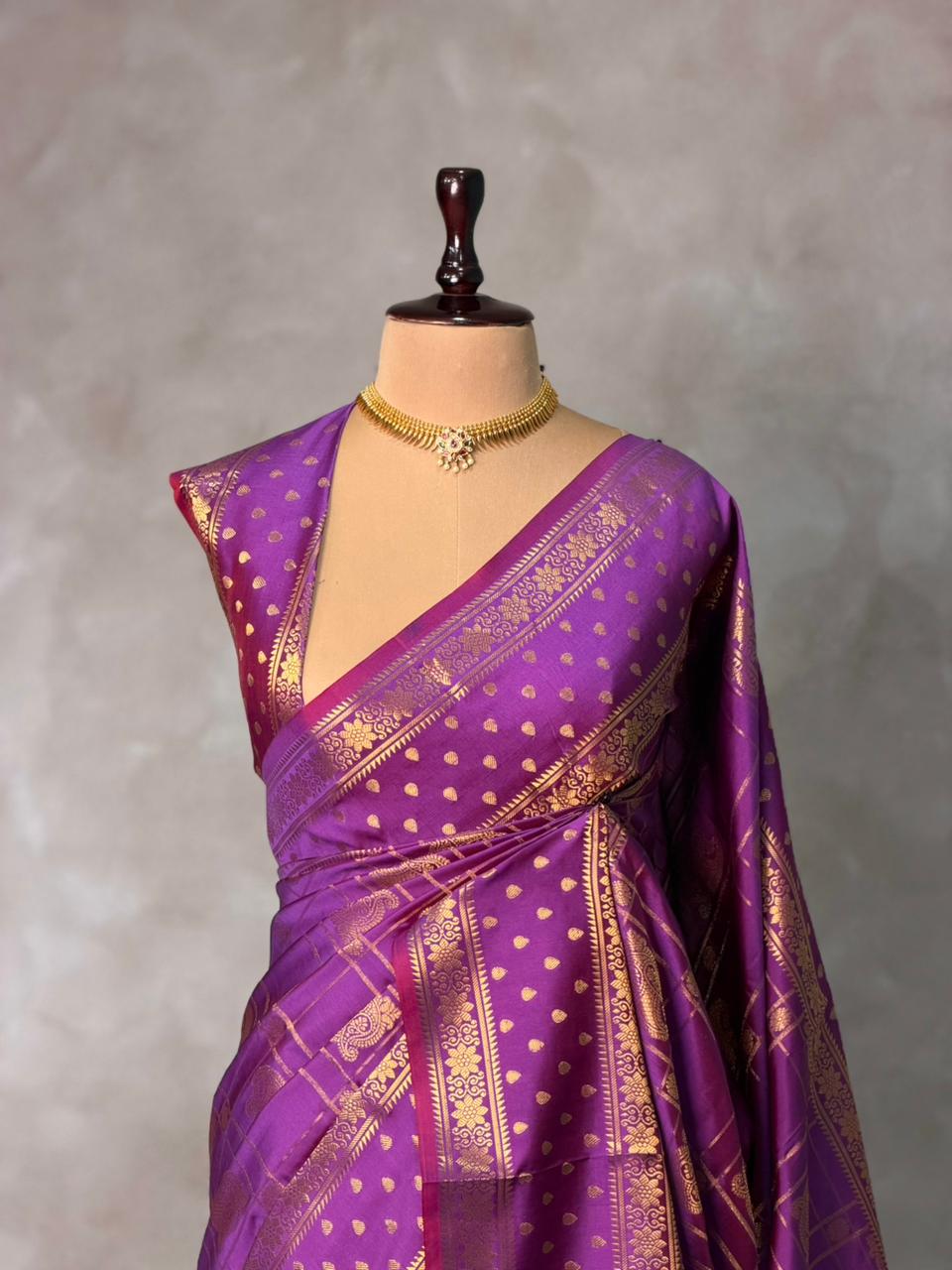 Purple Banarasi silk saree -PIH60B