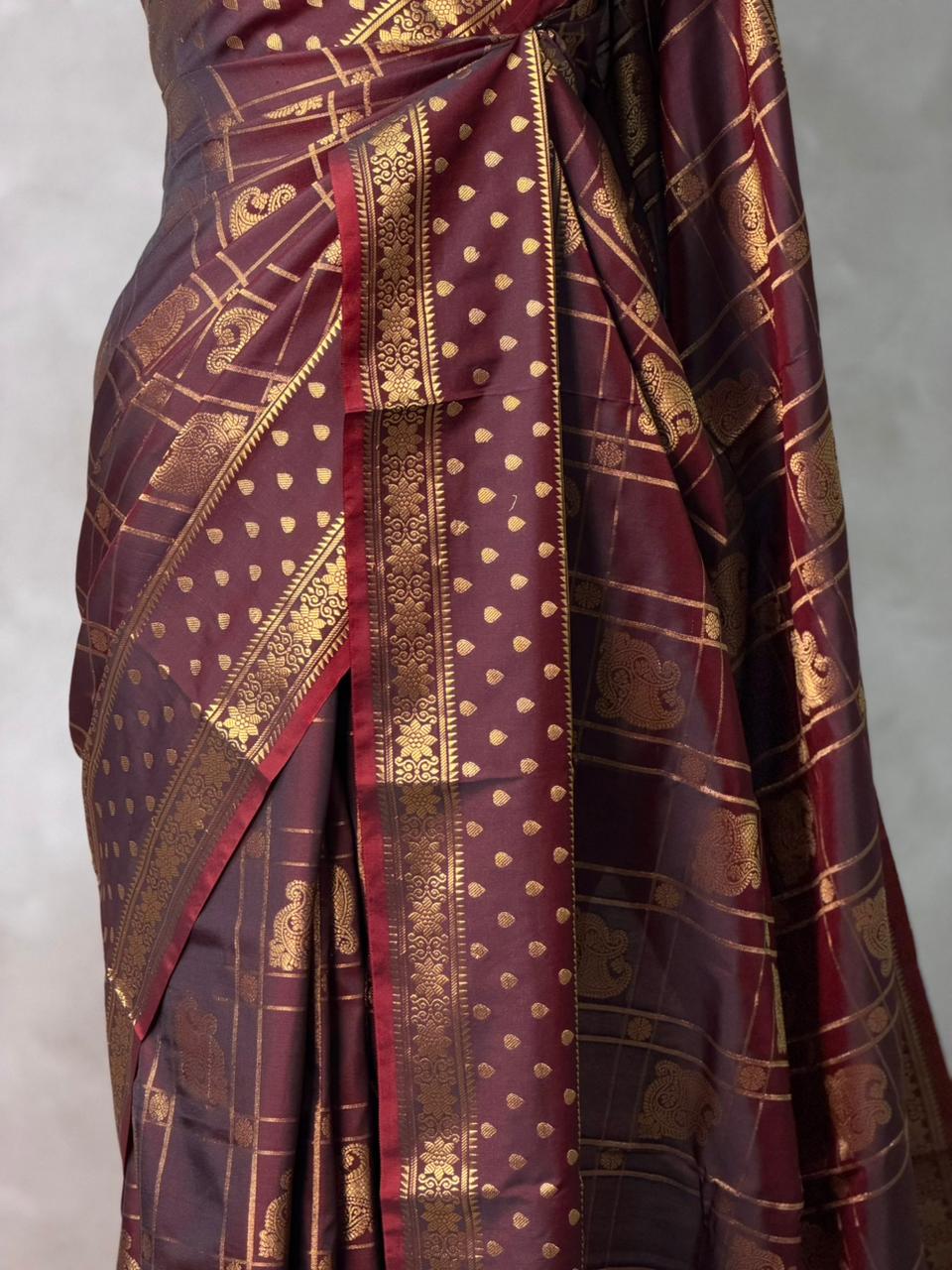 Brown Banarasi silk saree -PIH60C