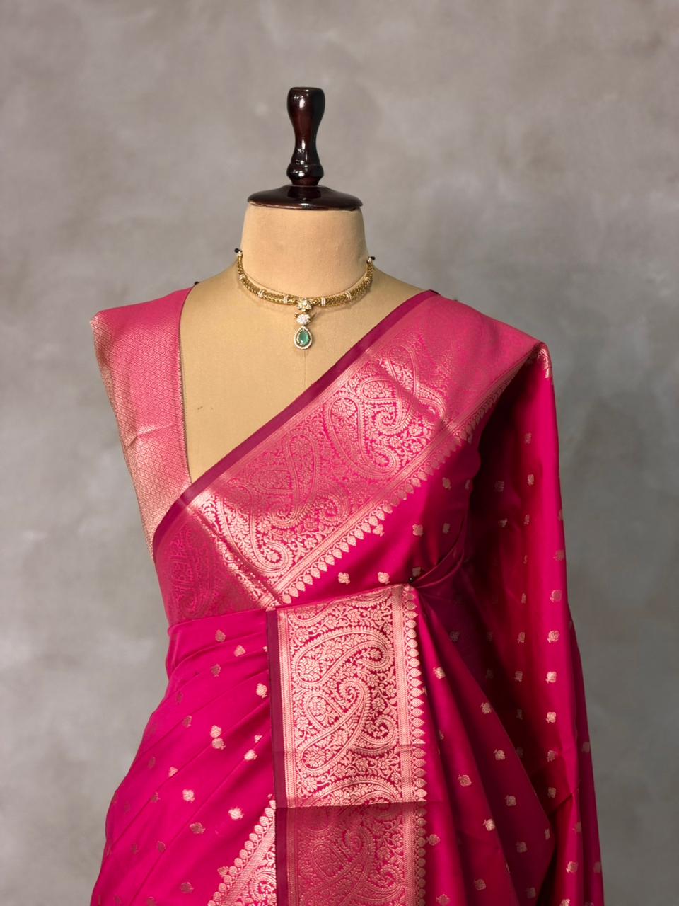 Rani Pink Banarasi silk saree -PIH62A
