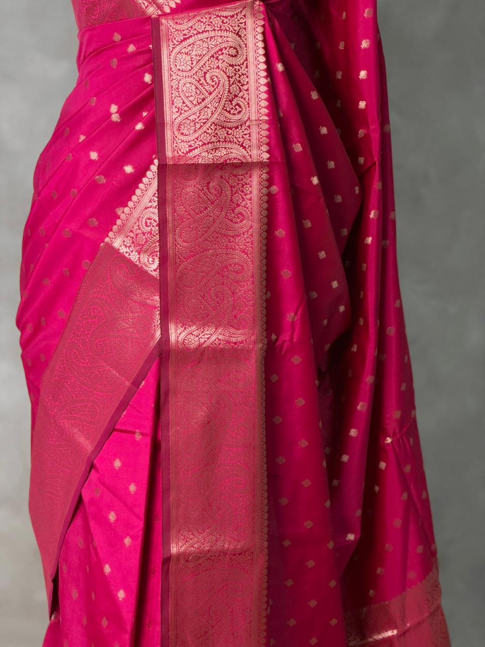 Rani Pink Banarasi silk saree -PIH62A