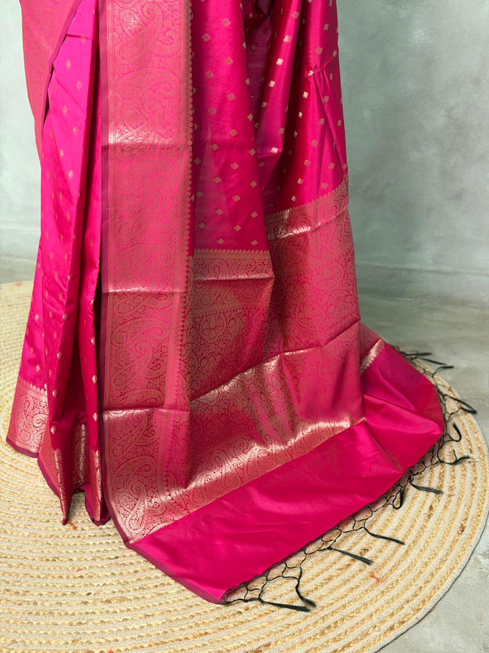 Rani Pink Banarasi silk saree -PIH62A