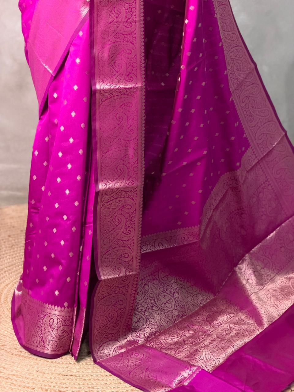 Magenta Banarasi silk saree -PIH62B