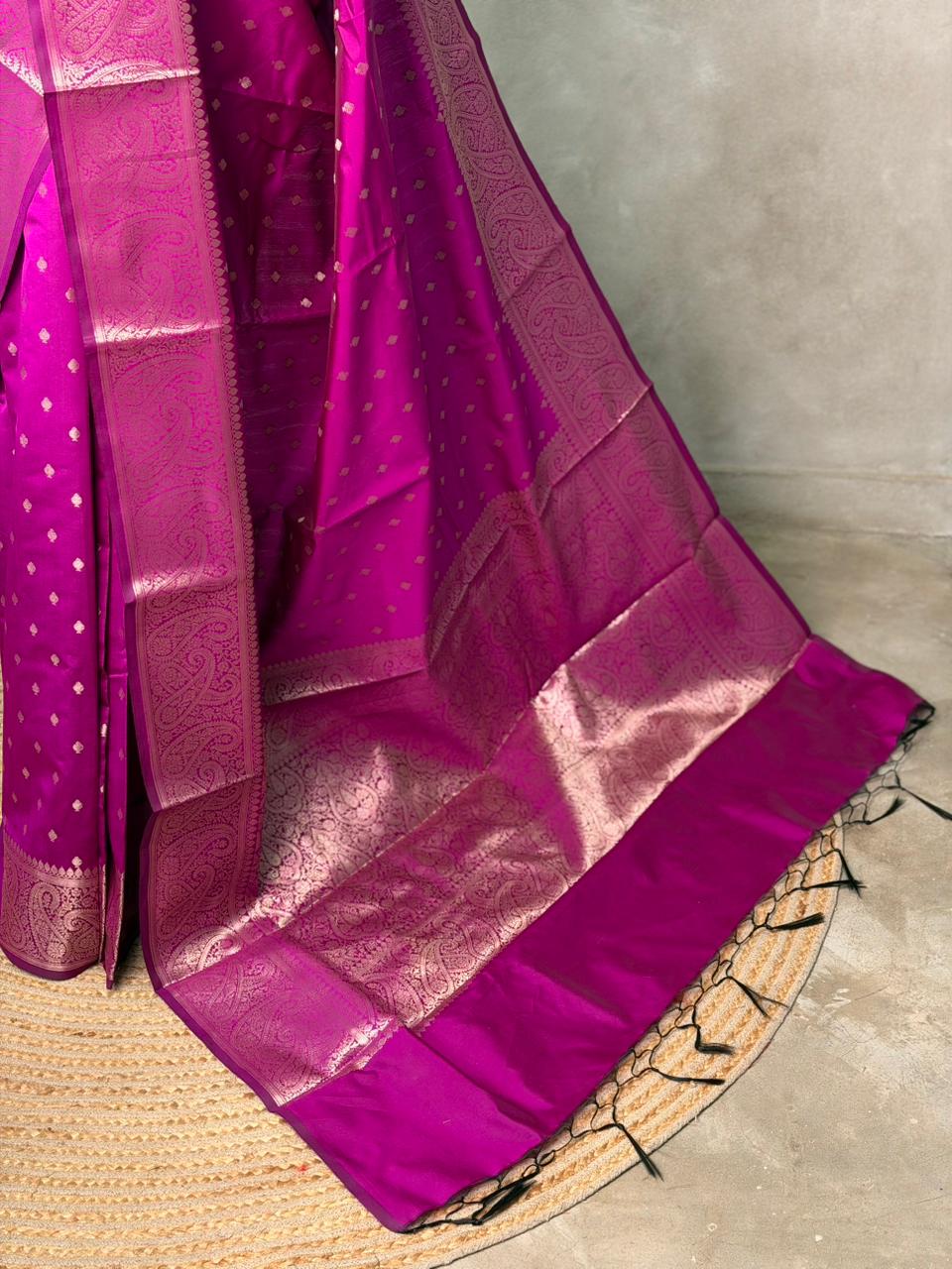 Magenta Banarasi silk saree -PIH62B