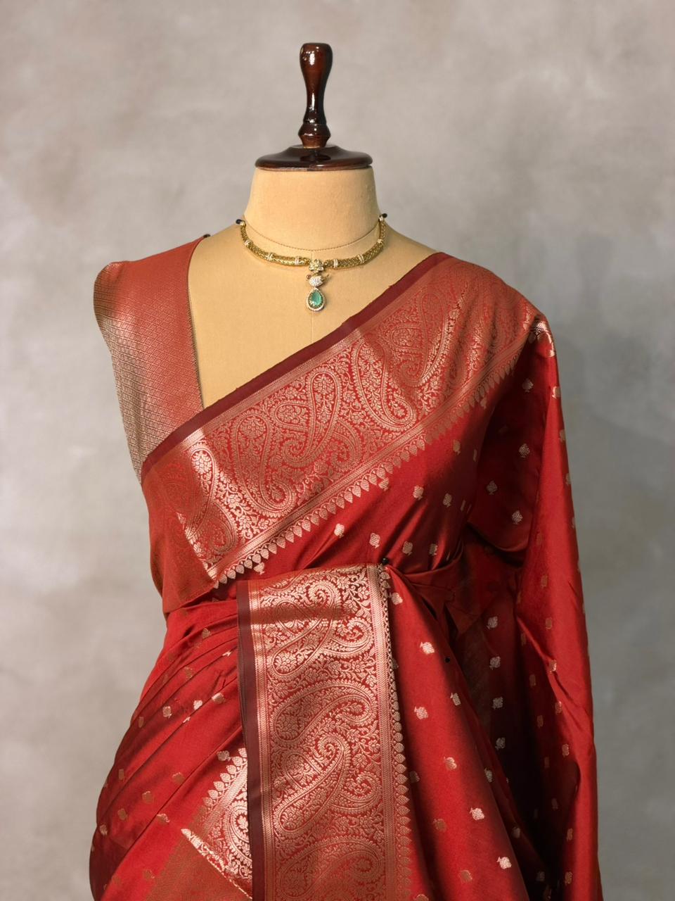 Maroon Banarasi silk saree -PIH62C
