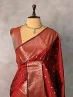 Maroon Banarasi silk saree -PIH62C