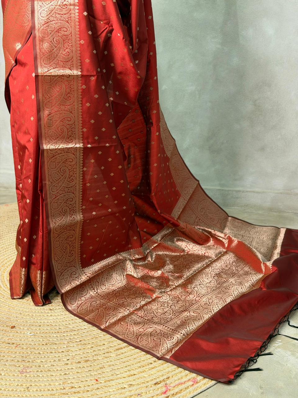 Maroon Banarasi silk saree -PIH62C