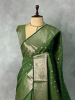 Green Banarasi silk saree -PIH62D