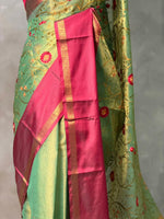 Green and magenta Tissue Banarasi silk saree -PIH69