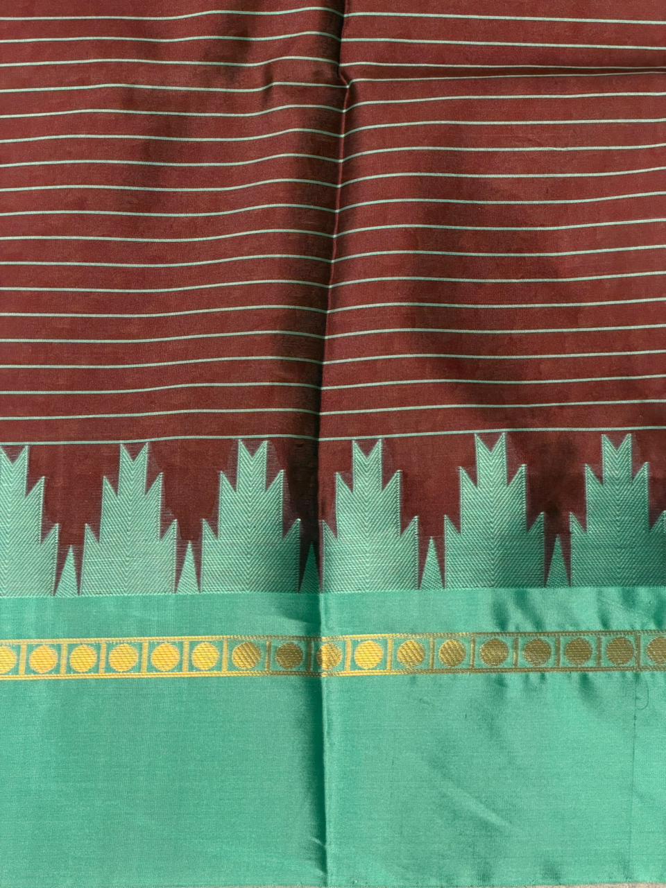 Brown and Aqua blue Banarasi silk saree -PIH70