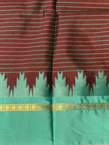 Brown and Aqua blue Banarasi silk saree -PIH70
