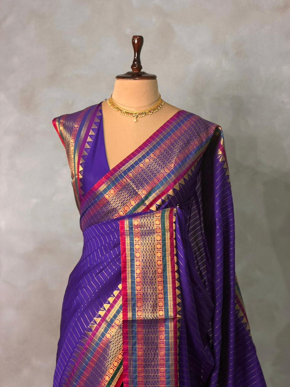 Violet Banarasi silk saree -IHAISH