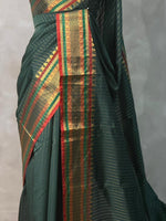 Dark green Banarasi silk saree -IHAISH1