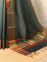Dark green Banarasi silk saree -IHAISH1