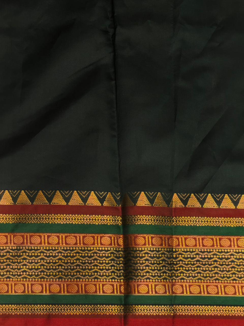 Dark green Banarasi silk saree -IHAISH1
