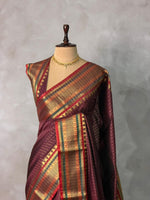 Maroon Banarasi silk saree -IHAISH2