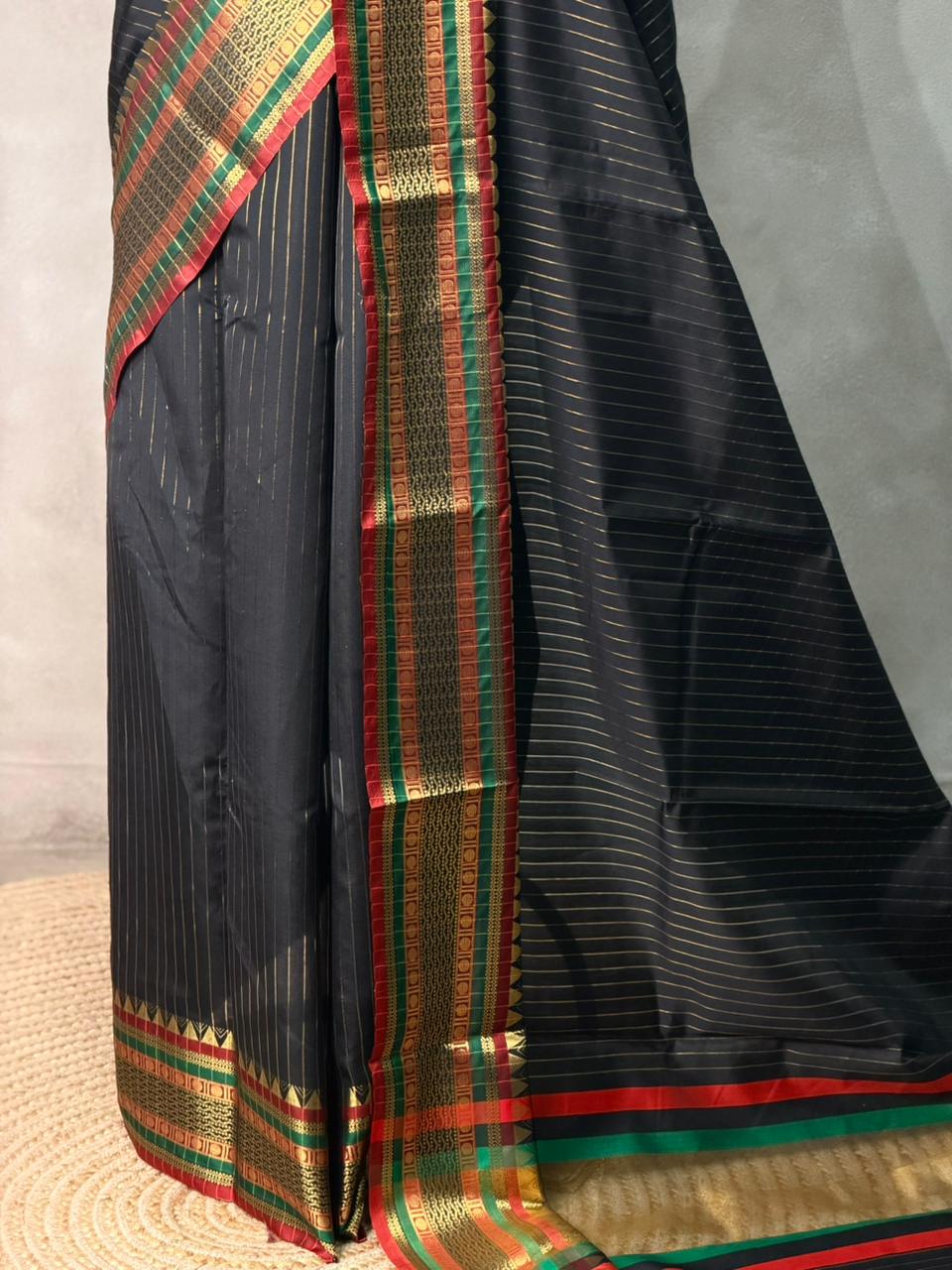 Black Banarasi silk saree -IHAISH3